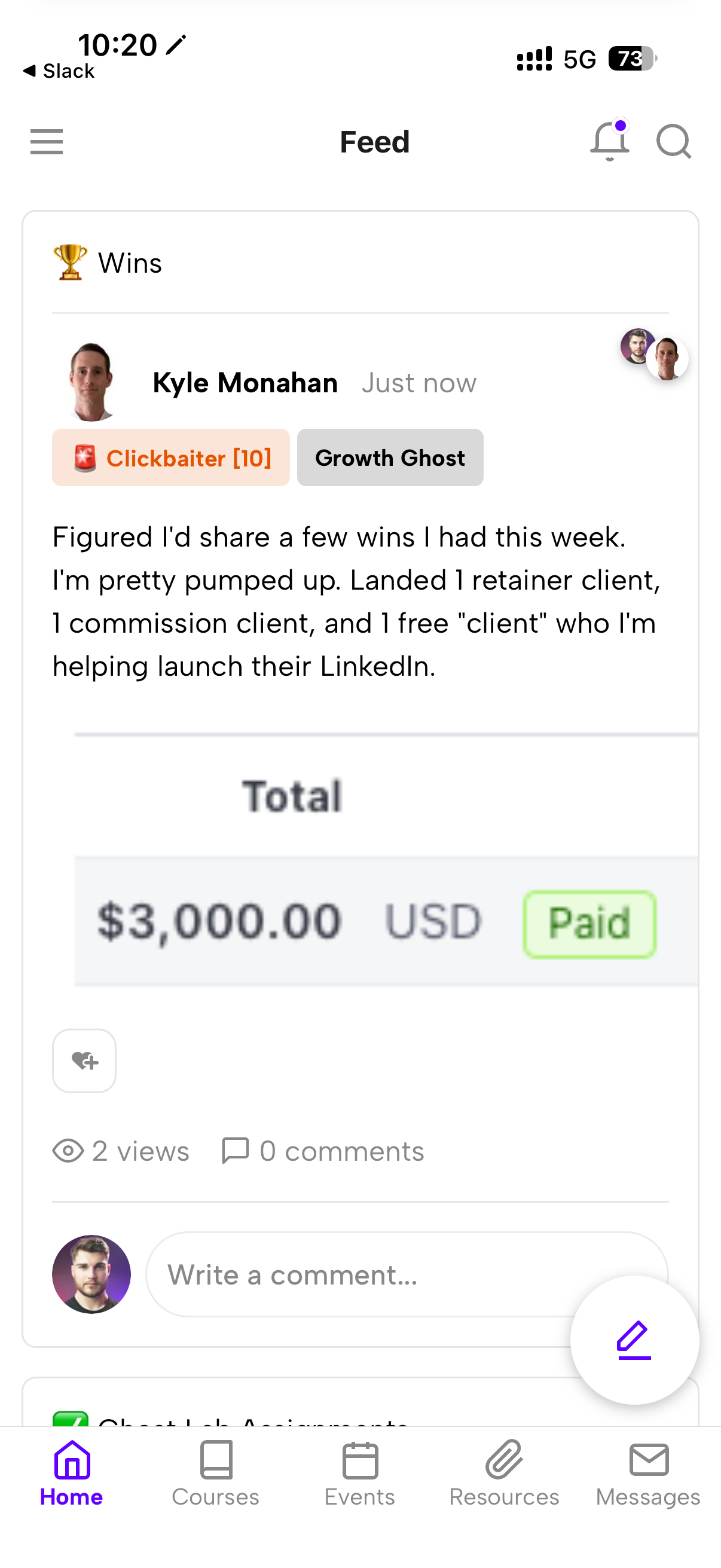 Kyle Monahan — $3K client